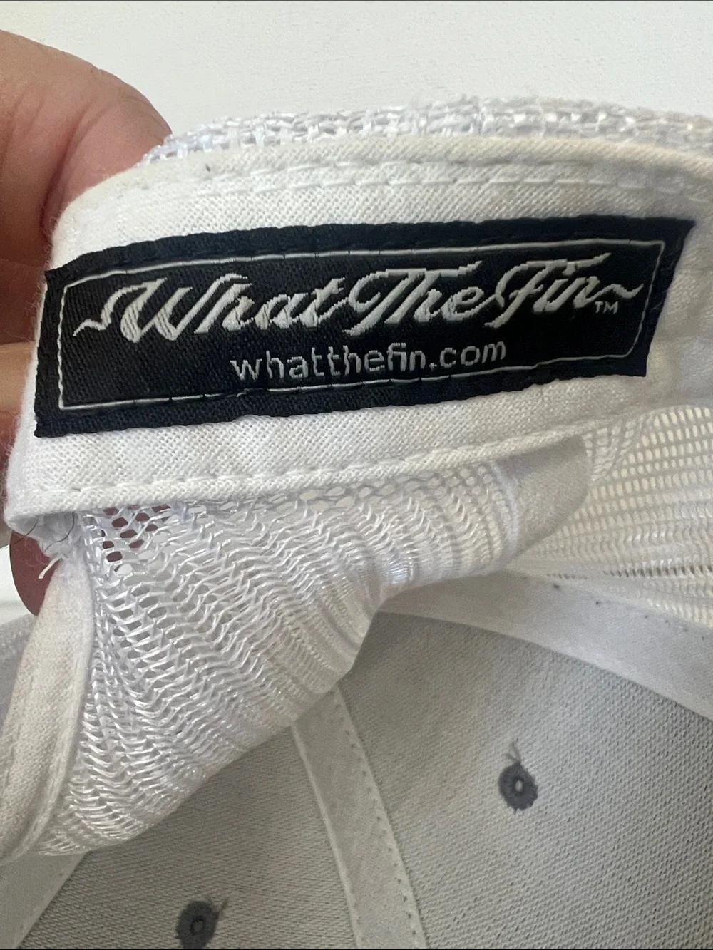 WTF What The Fin? Grey & Blue Patch Trucker Hat